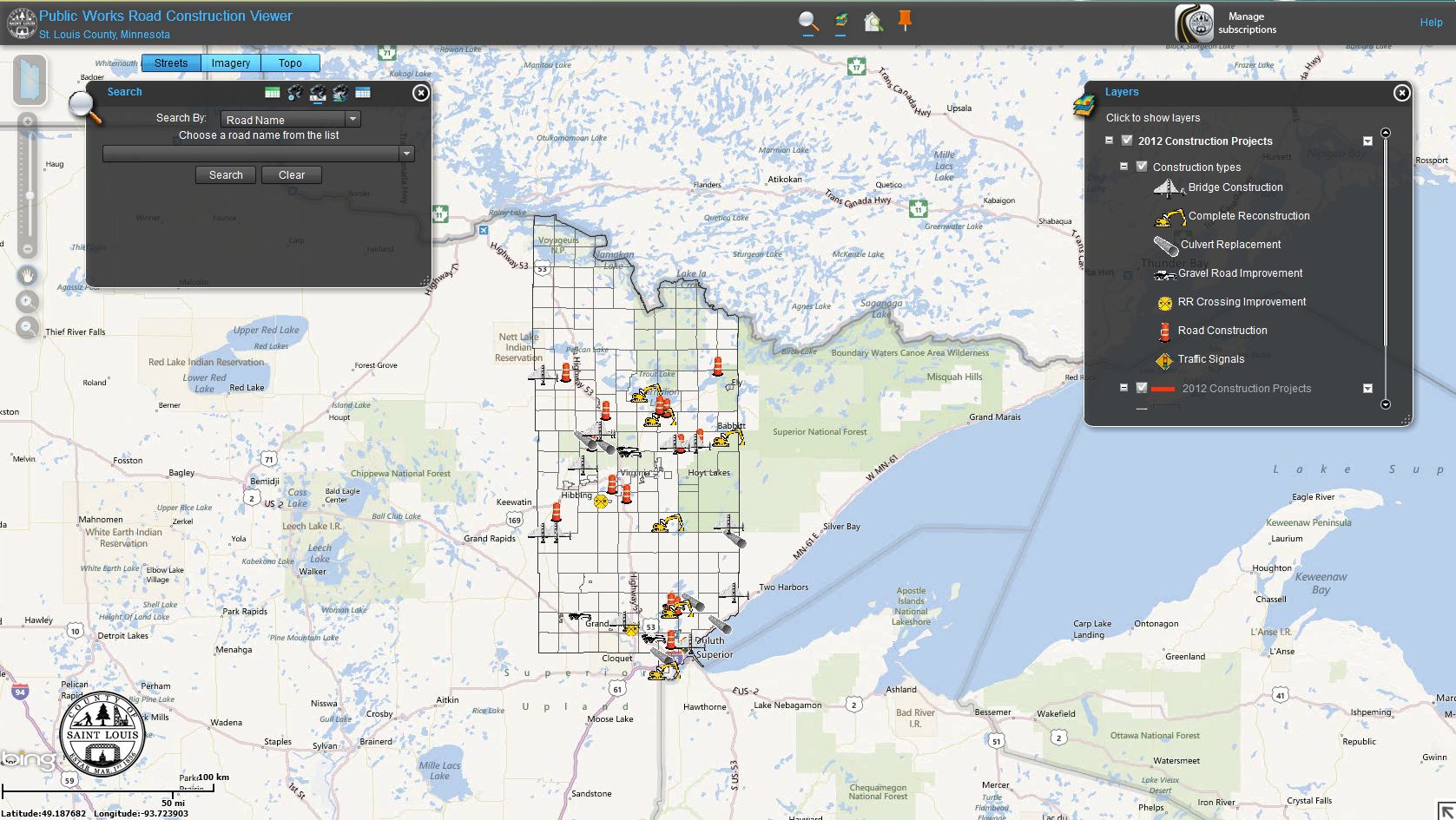 Road Construction Viewer- St. Louis County