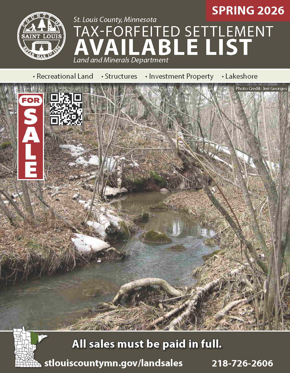 opens Spring 2026 Tax-Forfeited Settlement Sale Available Book